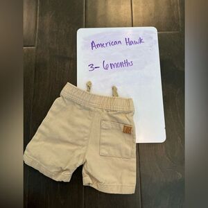 American Hawk Tan Elastic Waist Cotton Shorts